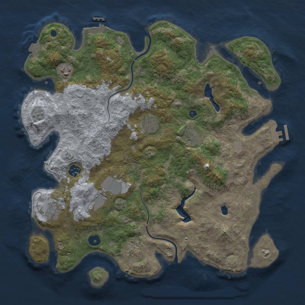 Rust Map: Procedural Map, Size: 4000, Seed: 70304, 14 Monuments