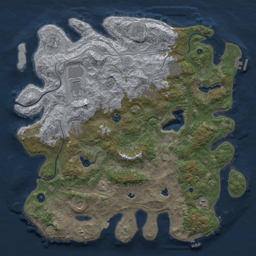 Rust Map: Procedural Map, Size: 4500, Seed: 662547932, 16 Monuments