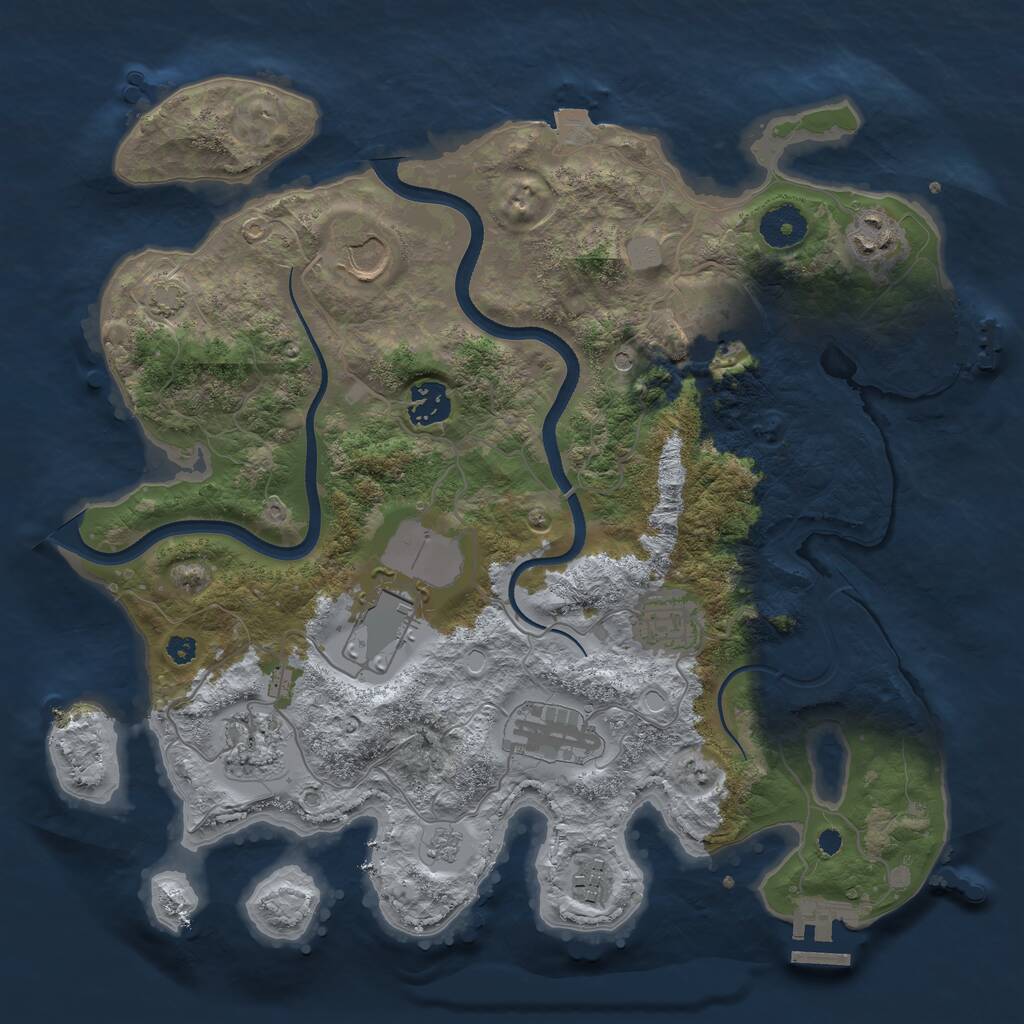 Rust Map: Procedural Map, Size: 3500, Seed: 1486219043, 15 Monuments