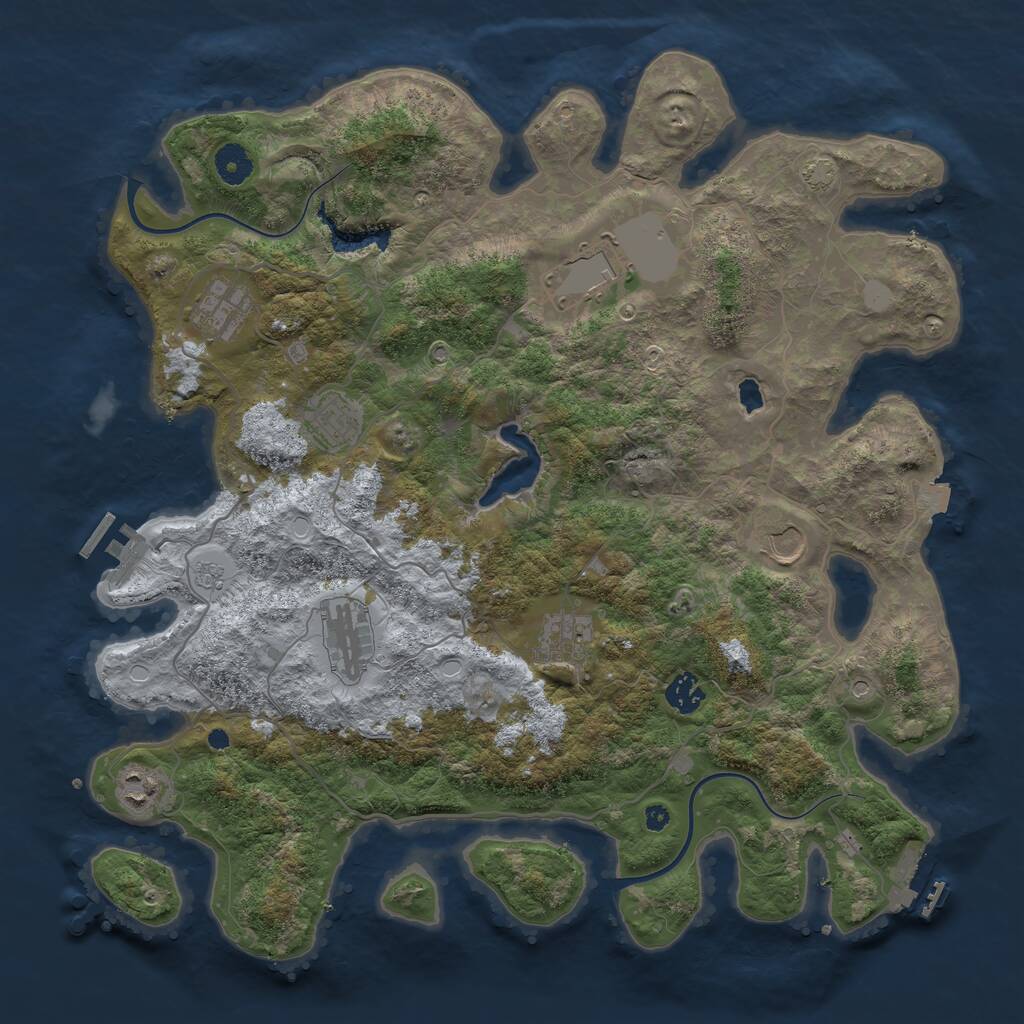 Rust Map: Procedural Map, Size: 4000, Seed: 76648895, 14 Monuments