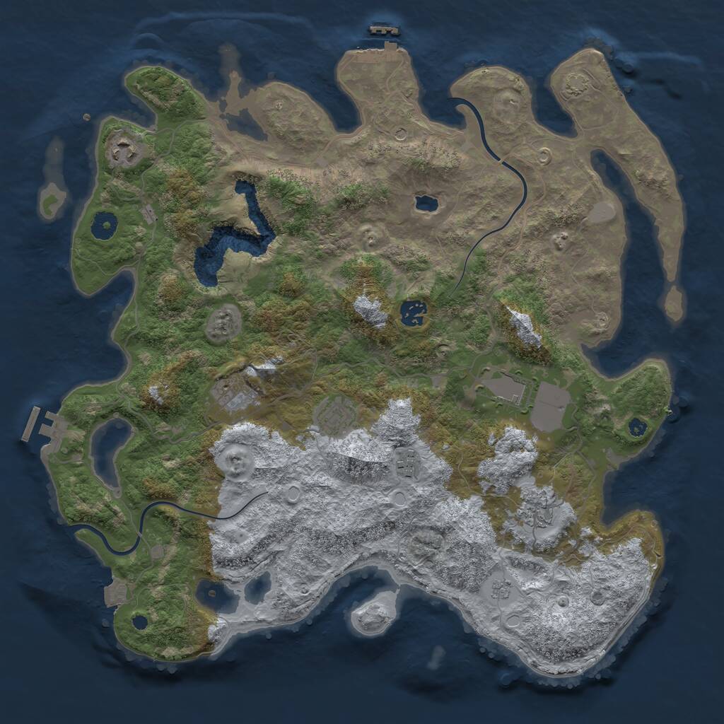 Rust Map: Procedural Map, Size: 4000, Seed: 966057825, 13 Monuments