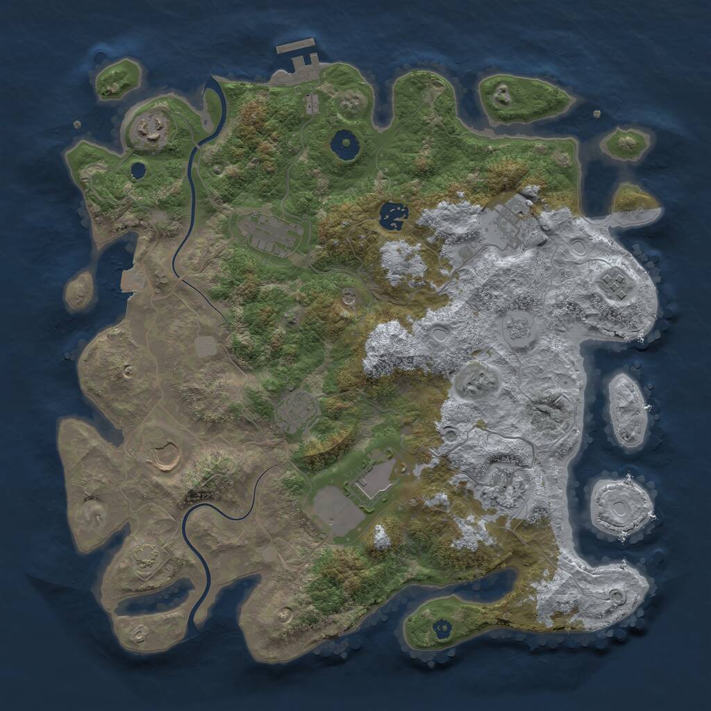 Rust Map: Procedural Map, Size: 3700, Seed: 740225643, 14 Monuments