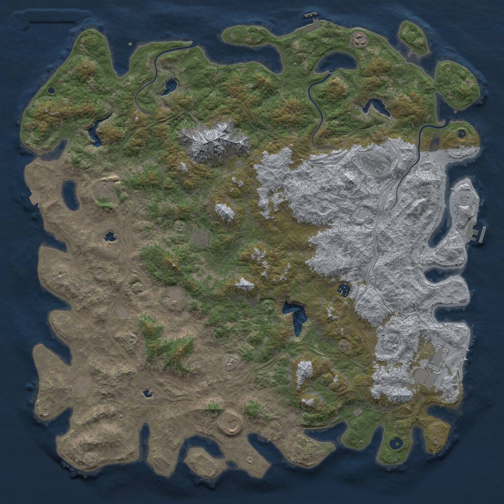 Rust Map: Procedural Map, Size: 6000, Seed: 45658843, 17 Monuments