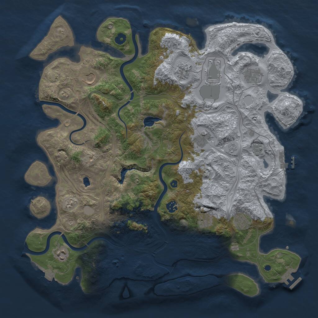 Rust Map: Procedural Map, Size: 4250, Seed: 623923494, 16 Monuments