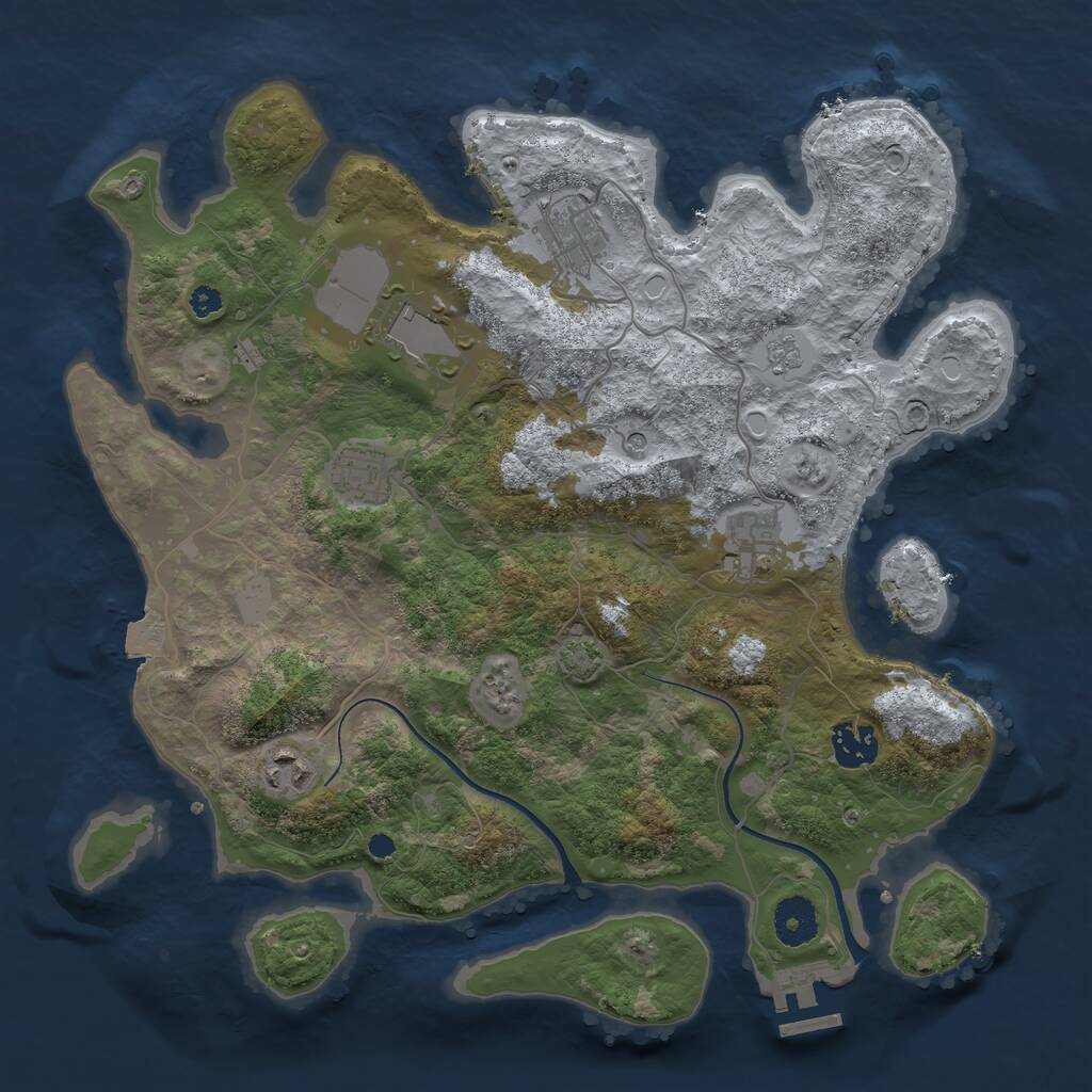 Rust Map: Procedural Map, Size: 3500, Seed: 1212282035, 11 Monuments
