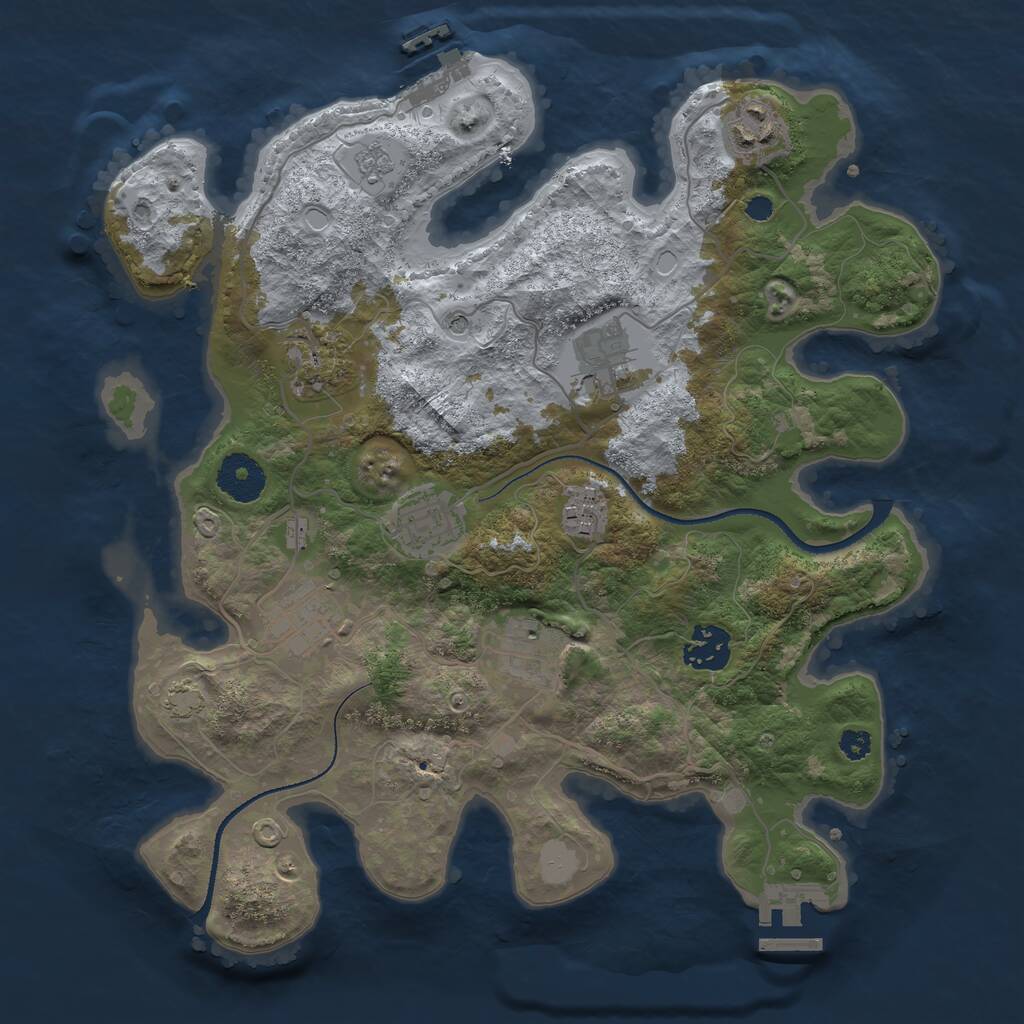 Rust Map: Procedural Map, Size: 3250, Seed: 6543, 14 Monuments