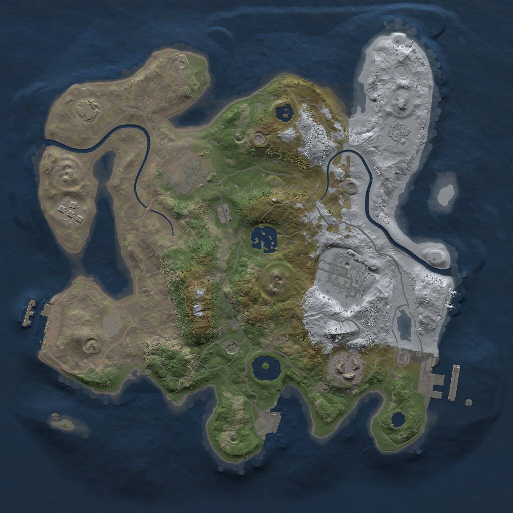 Rust Map: Procedural Map, Size: 2850, Seed: 1839021727, 11 Monuments