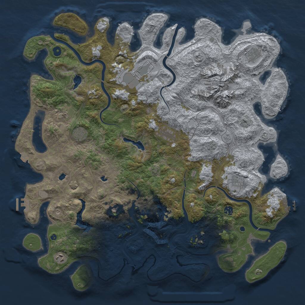Rust Map: Procedural Map, Size: 5000, Seed: 1438117018, 16 Monuments