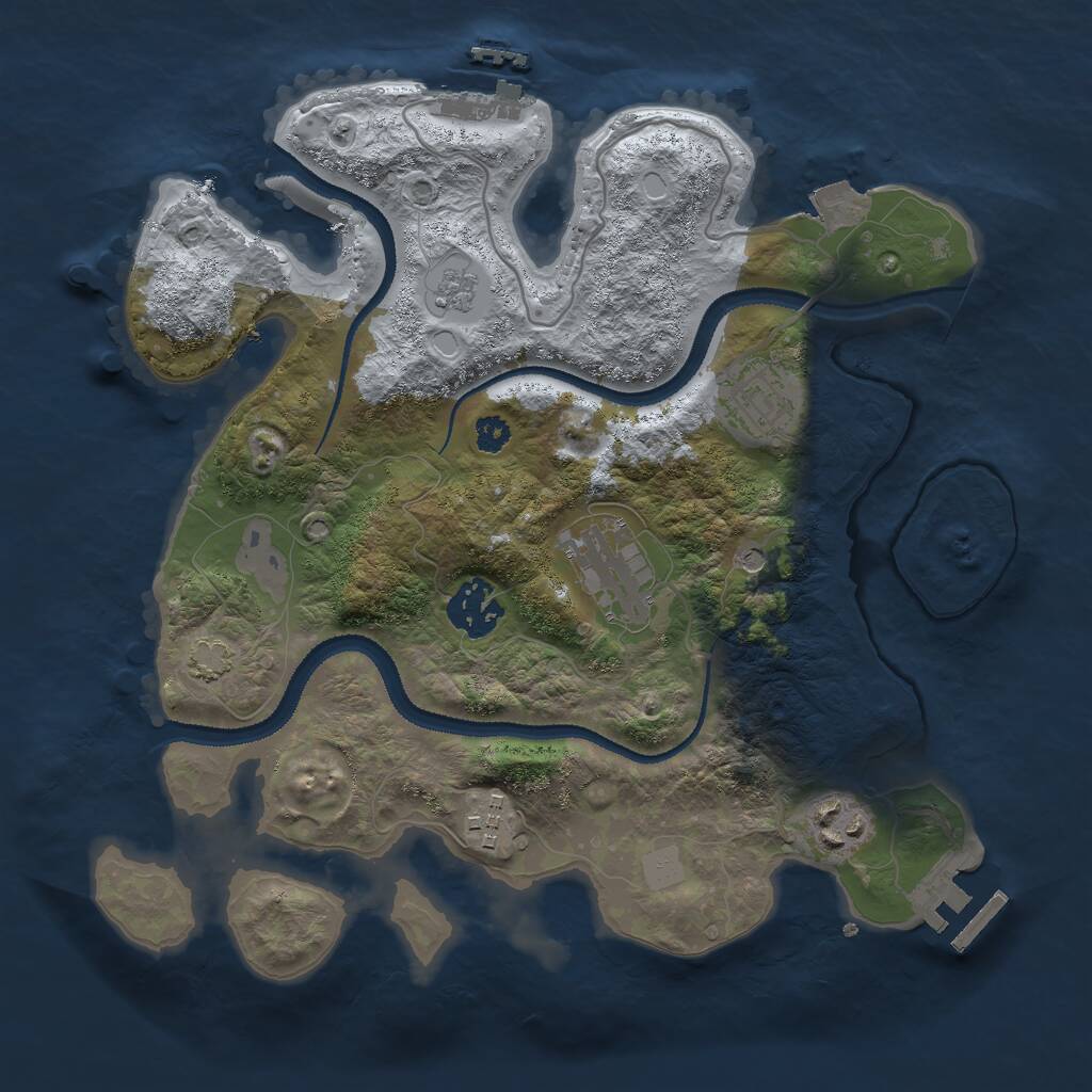 Rust Map: Procedural Map, Size: 3000, Seed: 416682, 11 Monuments
