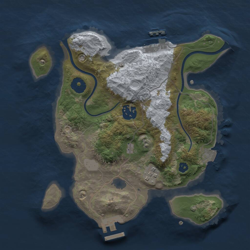 Rust Map: Procedural Map, Size: 2500, Seed: 9375628, 5 Monuments