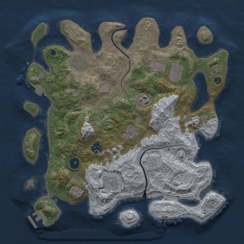 Rust Map: Procedural Map, Size: 3500, Seed: 1447845229, 12 Monuments