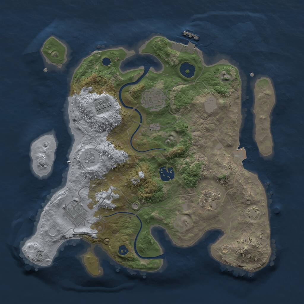 Rust Map: Procedural Map, Size: 3000, Seed: 1852783651, 9 Monuments