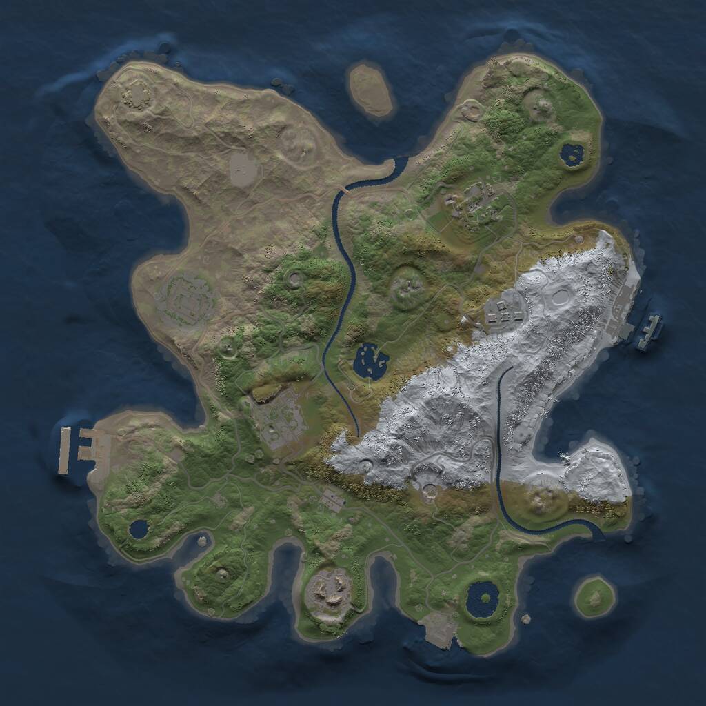 Rust Map: Procedural Map, Size: 3000, Seed: 2105859526, 11 Monuments