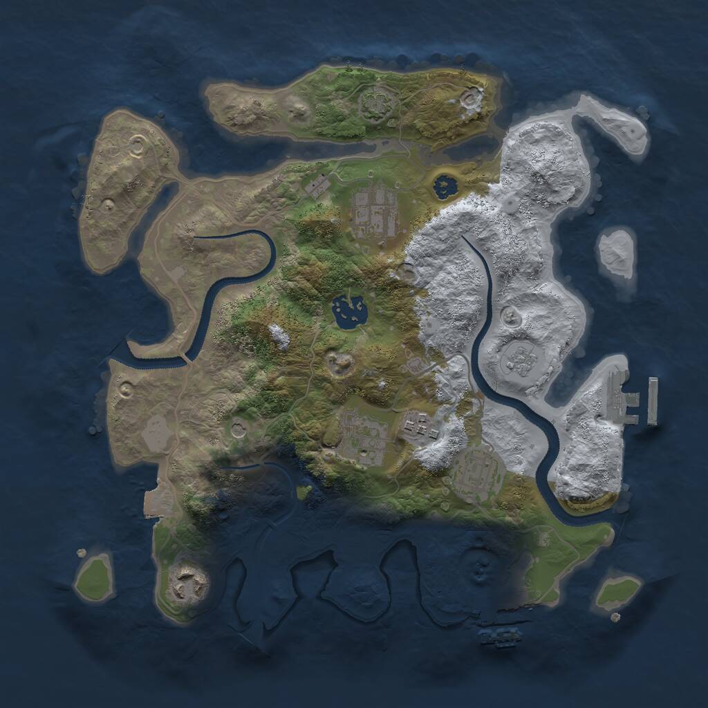 Rust Map: Procedural Map, Size: 3000, Seed: 403588961, 12 Monuments