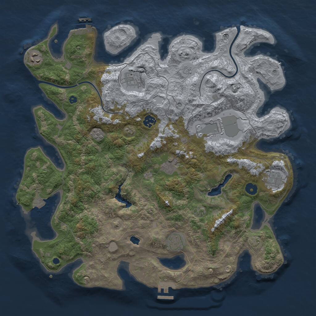 Rust Map: Procedural Map, Size: 4000, Seed: 429932338, 14 Monuments