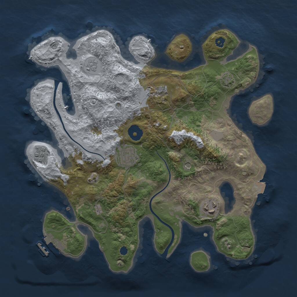 Rust Map: Procedural Map, Size: 3000, Seed: 718865727, 9 Monuments