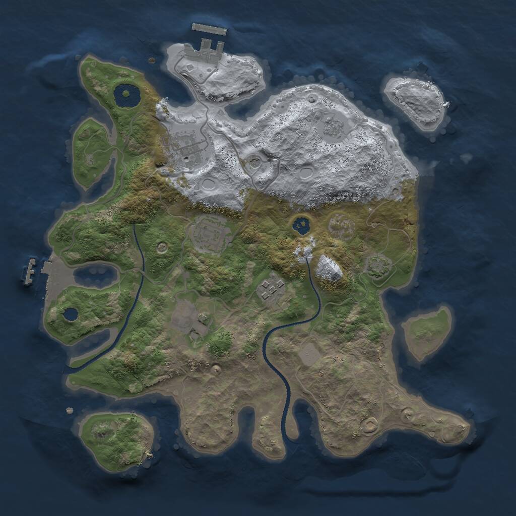 Rust Map: Procedural Map, Size: 3000, Seed: 222945872, 10 Monuments