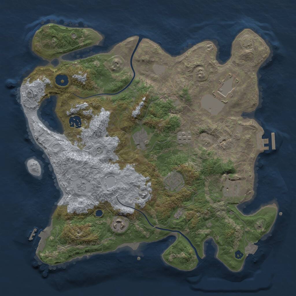 Rust Map: Procedural Map, Size: 3500, Seed: 1046305491, 13 Monuments
