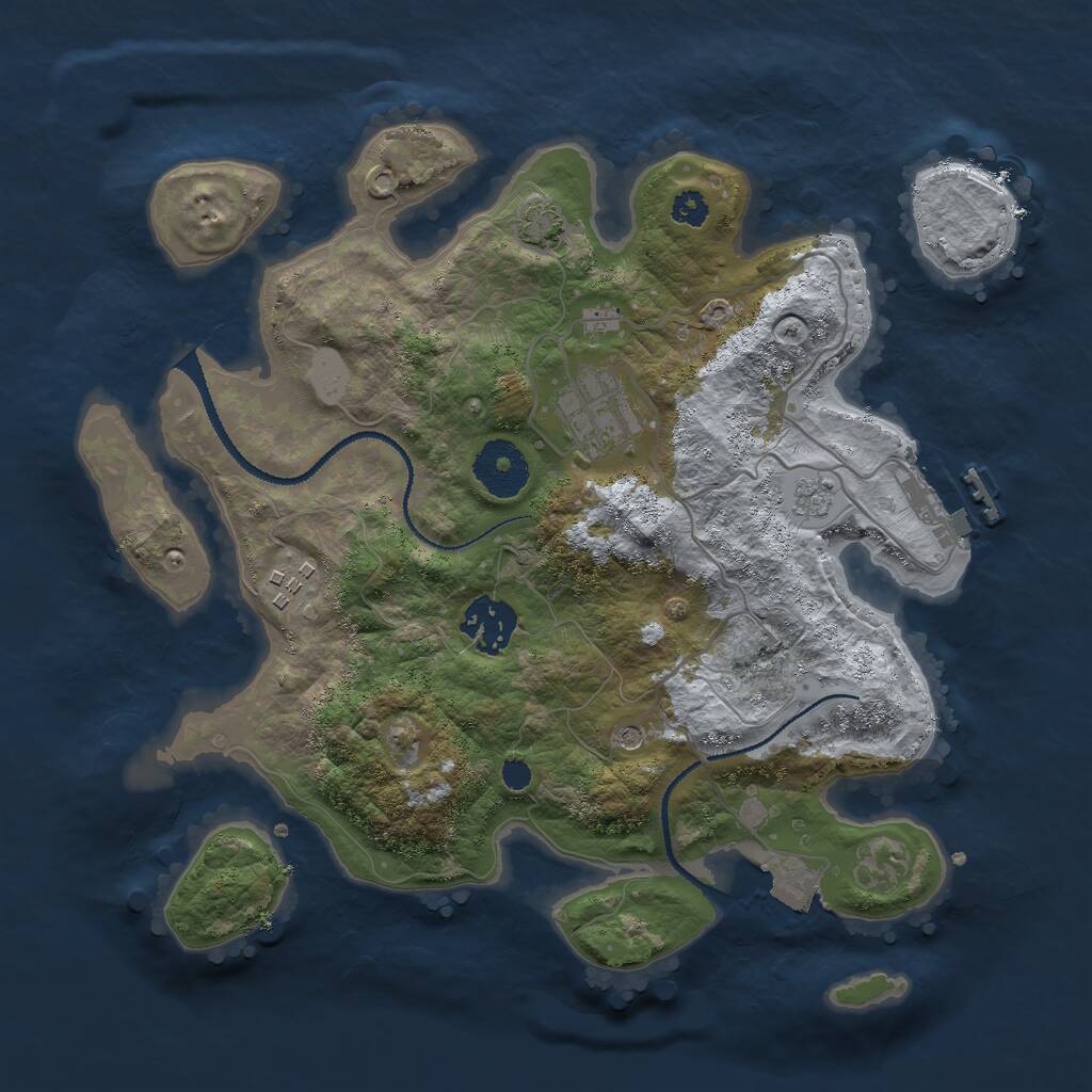 Rust Map: Procedural Map, Size: 3000, Seed: 47772245, 8 Monuments