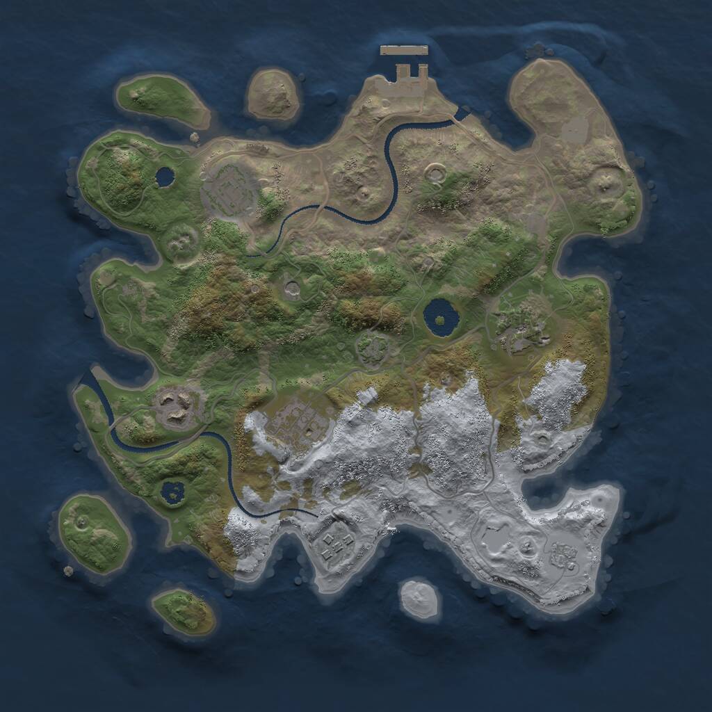 Rust Map: Procedural Map, Size: 3000, Seed: 2040957, 10 Monuments