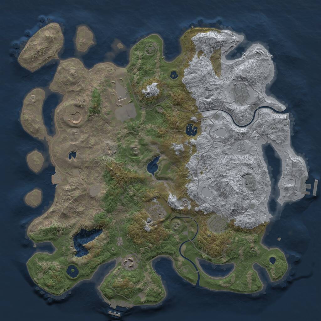 Rust Map: Procedural Map, Size: 4000, Seed: 1427025178, 14 Monuments