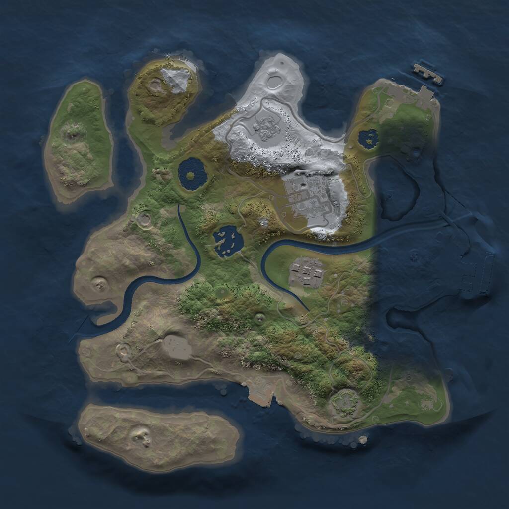 Rust Map: Procedural Map, Size: 2500, Seed: 220919520, 8 Monuments