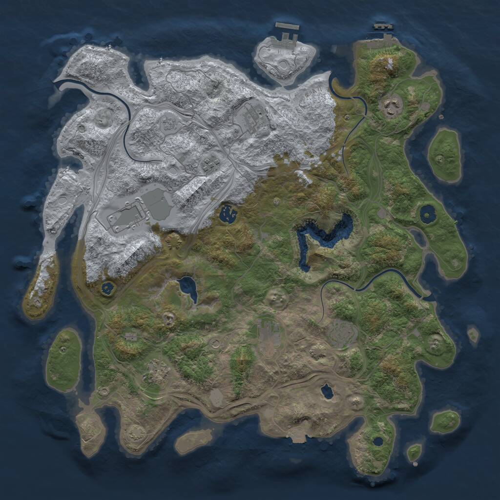 Rust Map: Procedural Map, Size: 4250, Seed: 539350420, 14 Monuments