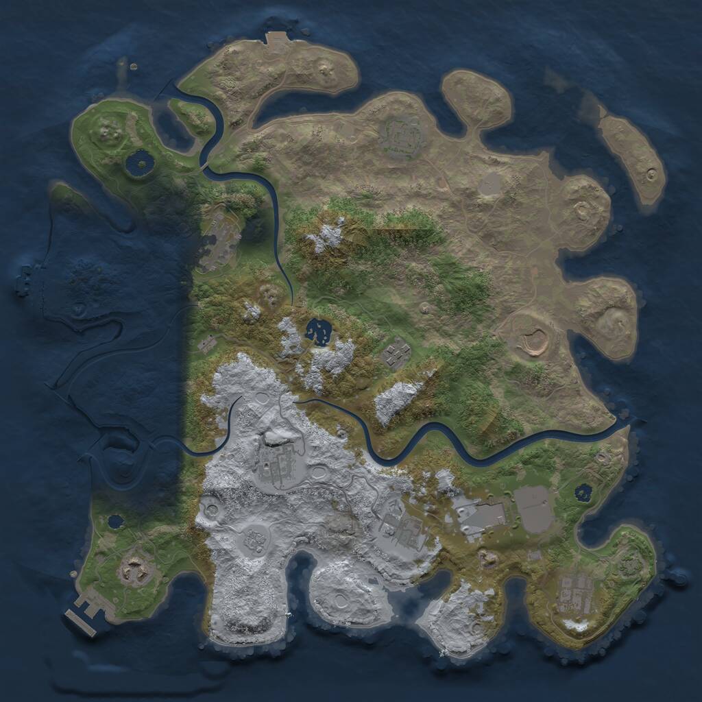 Rust Map: Procedural Map, Size: 3900, Seed: 856797803, 16 Monuments