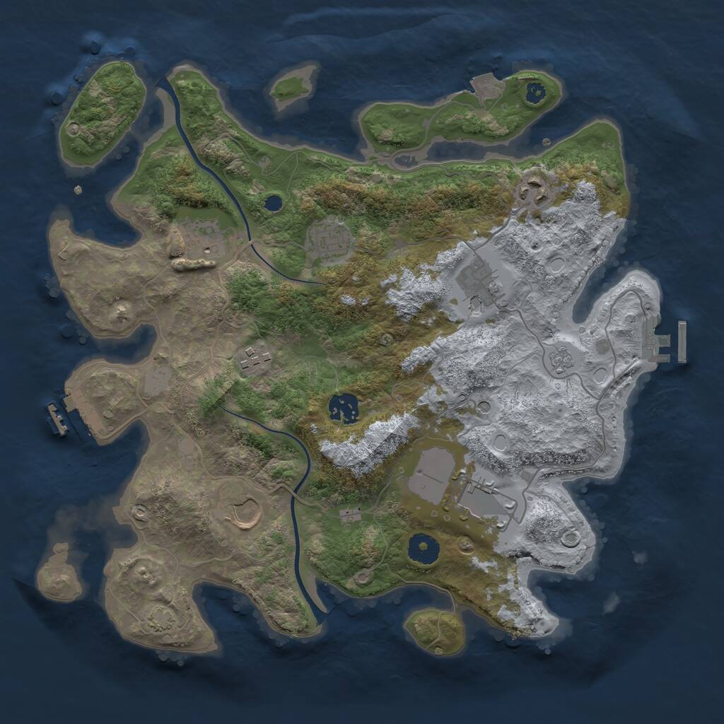 Rust Map: Procedural Map, Size: 3500, Seed: 755597642, 14 Monuments