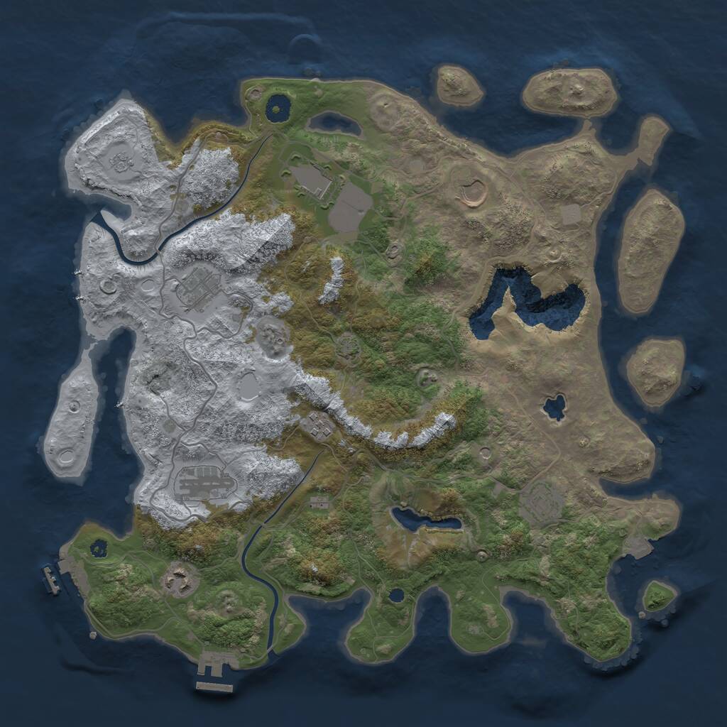 Rust Map: Procedural Map, Size: 4000, Seed: 595702105, 13 Monuments