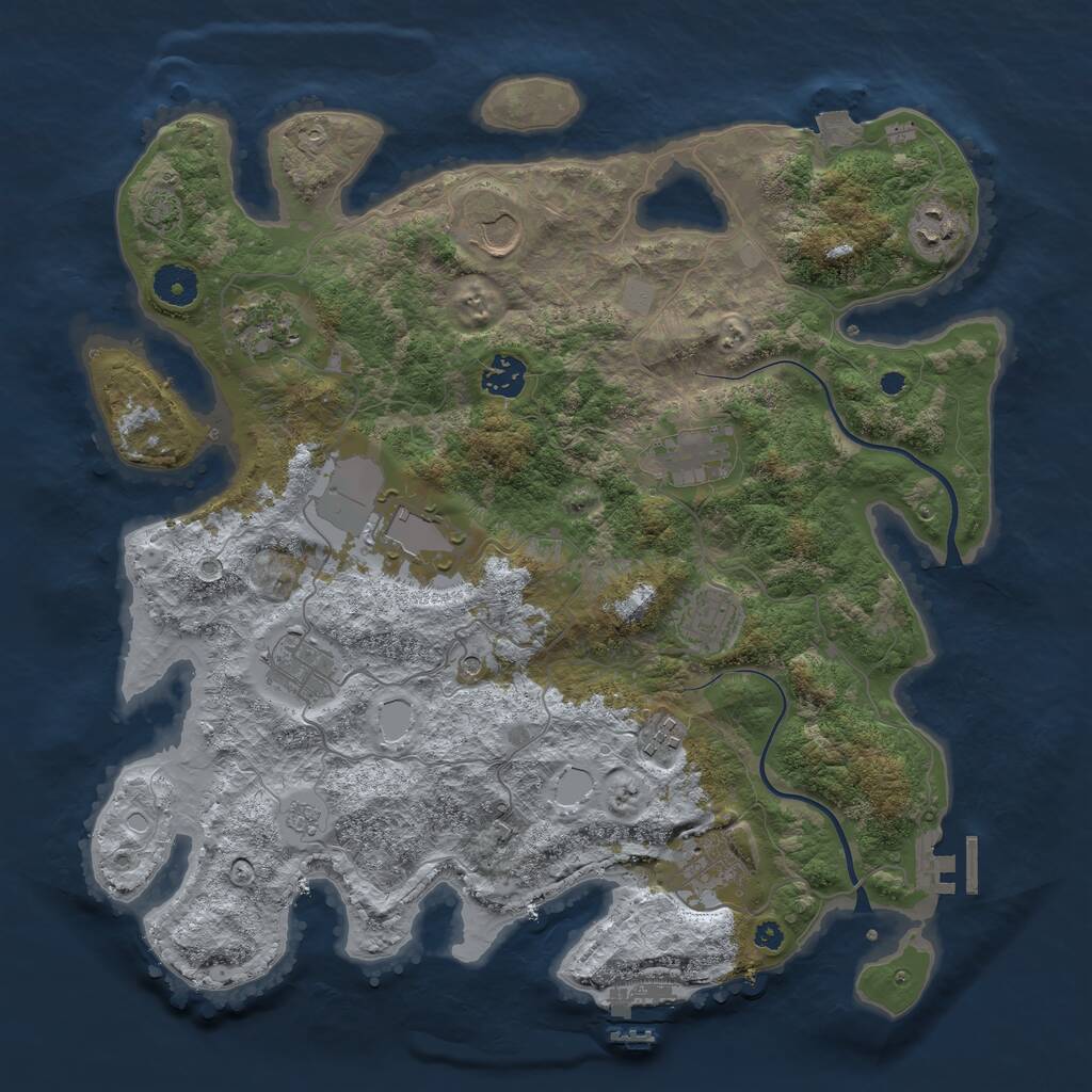 Rust Map: Procedural Map, Size: 3800, Seed: 1182111896, 16 Monuments