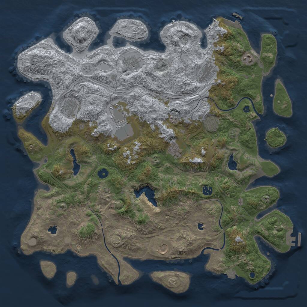 Rust Map: Procedural Map, Size: 4500, Seed: 643930661, 17 Monuments