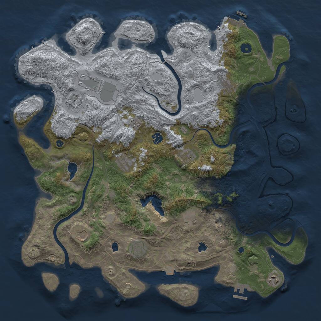 Rust Map: Procedural Map, Size: 4500, Seed: 643930661, 17 Monuments