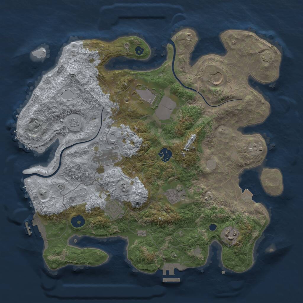 Rust Map: Procedural Map, Size: 3500, Seed: 525452607, 14 Monuments