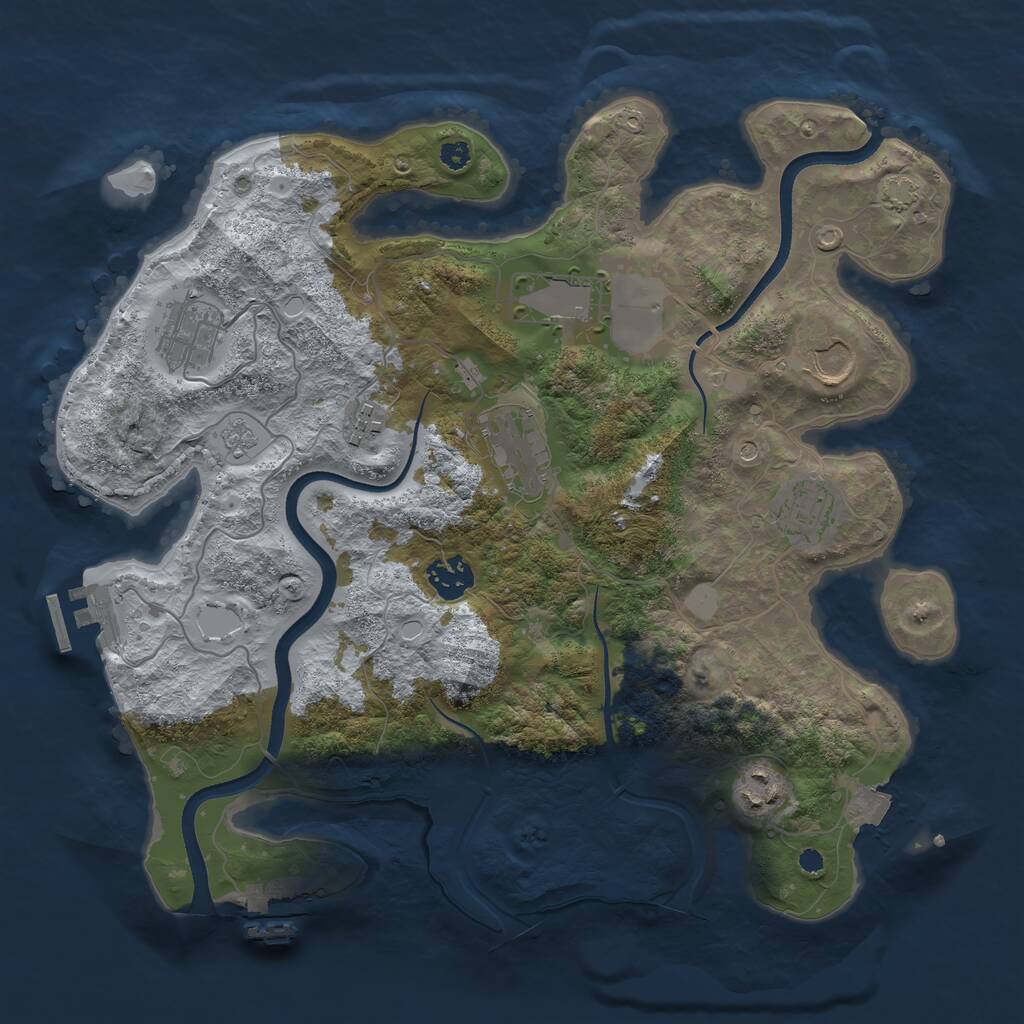Rust Map: Procedural Map, Size: 3500, Seed: 525452607, 14 Monuments