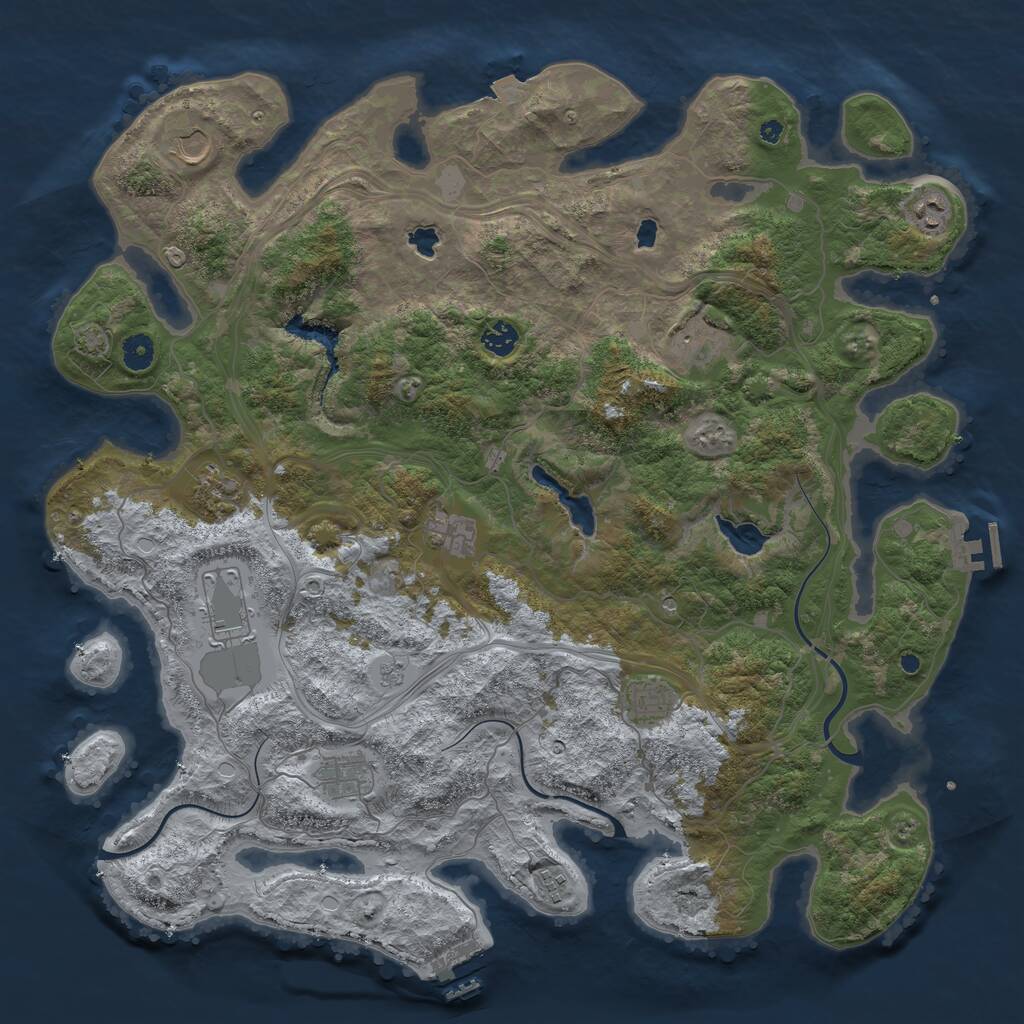 Rust Map: Procedural Map, Size: 4500, Seed: 677252979, 16 Monuments