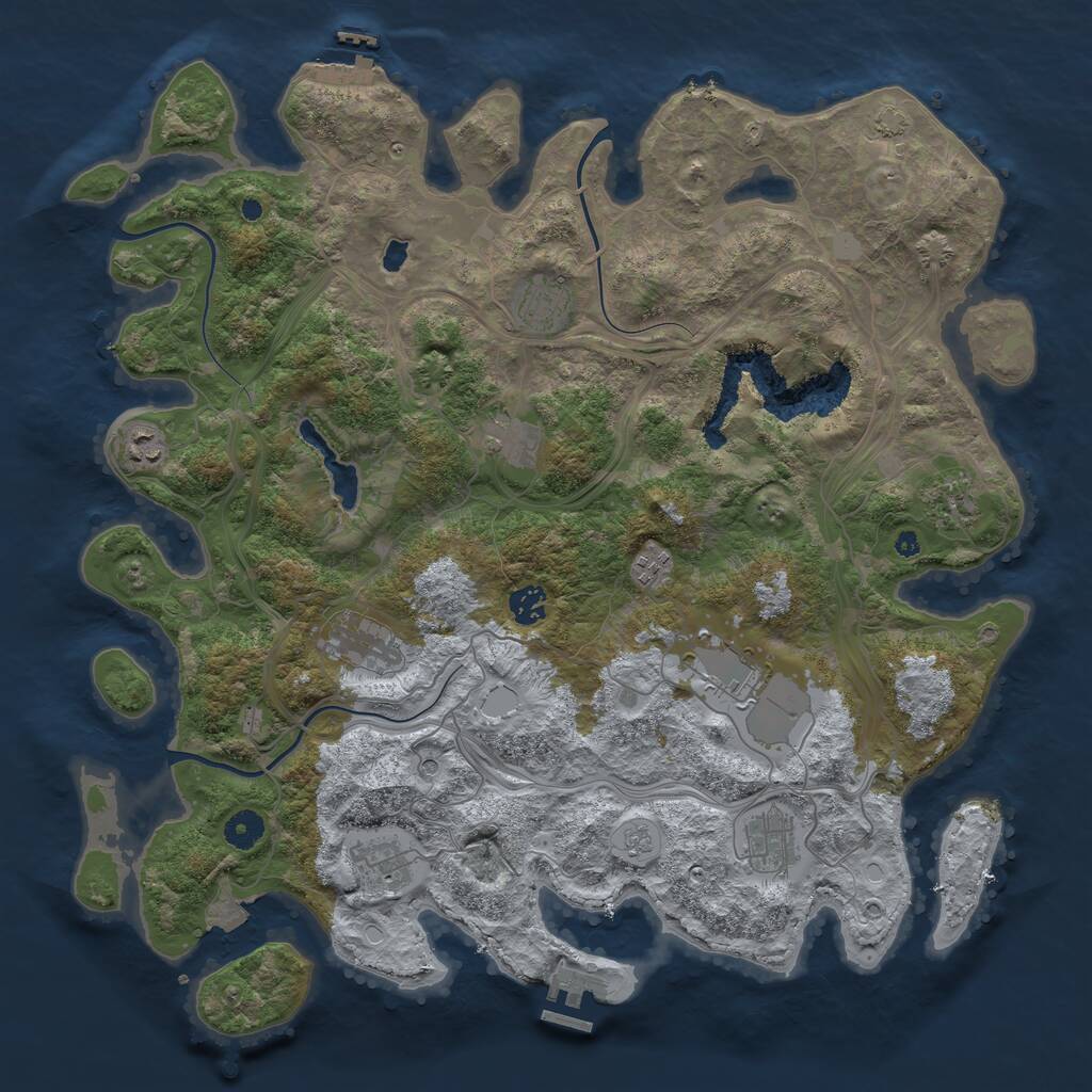 Rust Map: Procedural Map, Size: 4250, Seed: 666476387, 16 Monuments