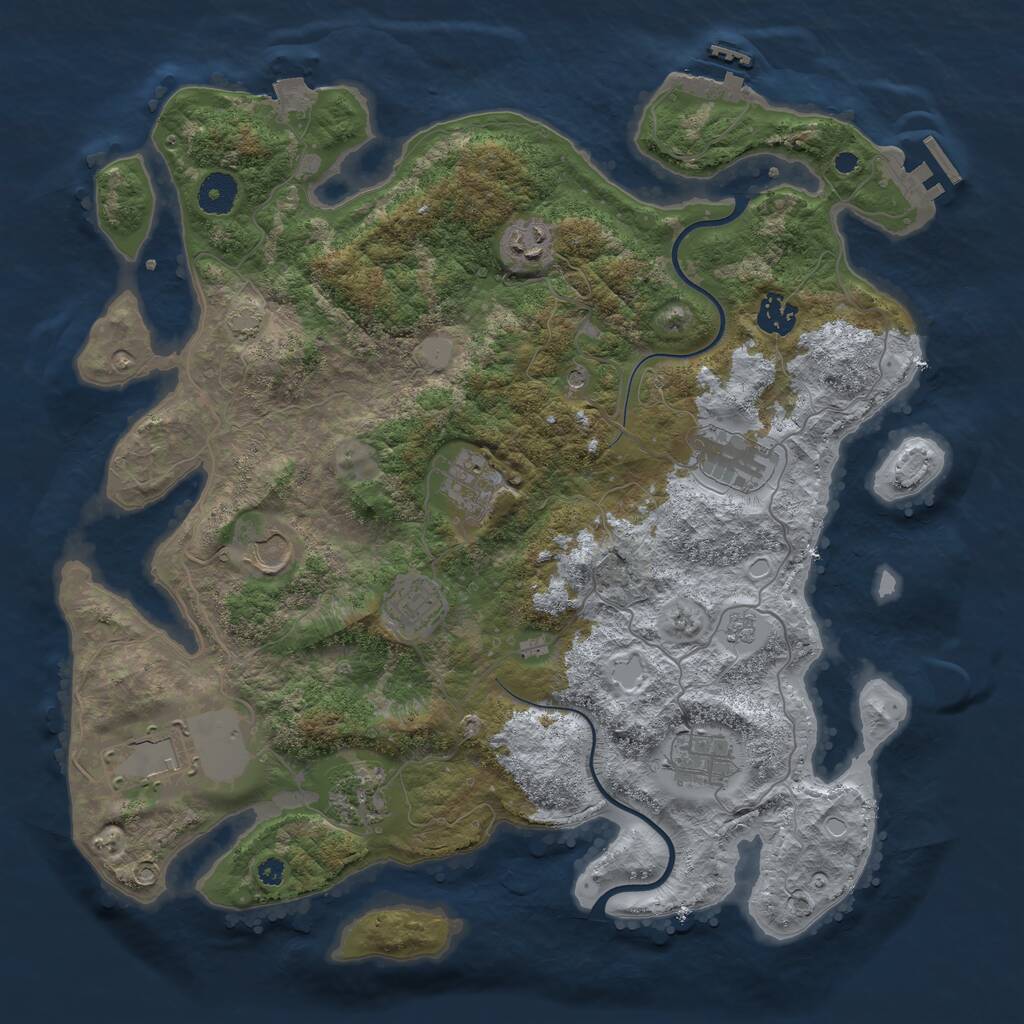 Rust Map: Procedural Map, Size: 3800, Seed: 592988494, 15 Monuments
