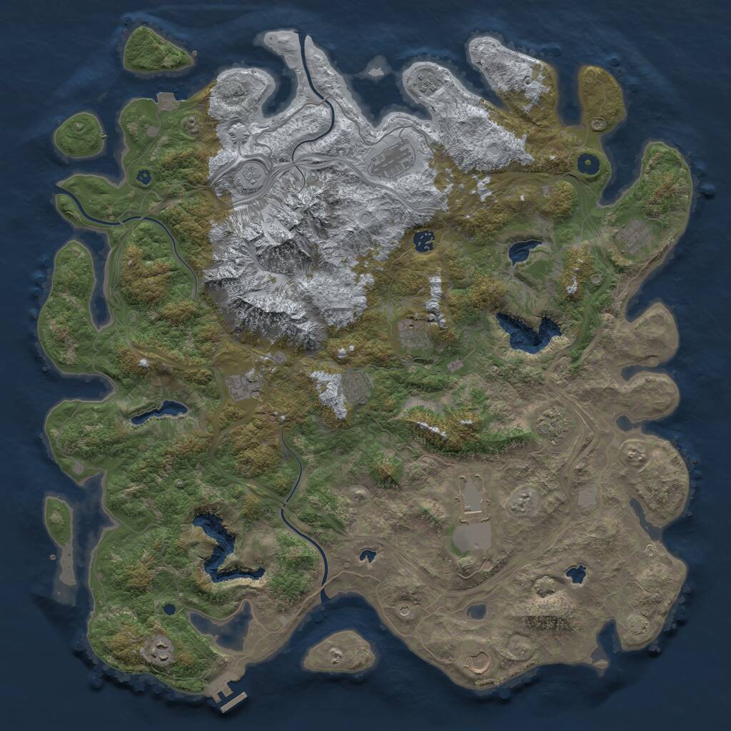 Rust Map: Procedural Map, Size: 5000, Seed: 375784296, 16 Monuments
