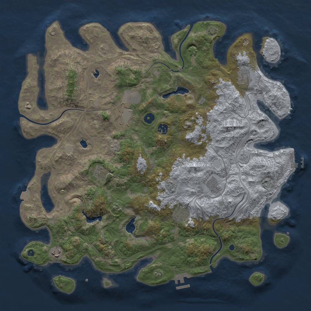 Rust Map: Procedural Map, Size: 4500, Seed: 4012123, 14 Monuments