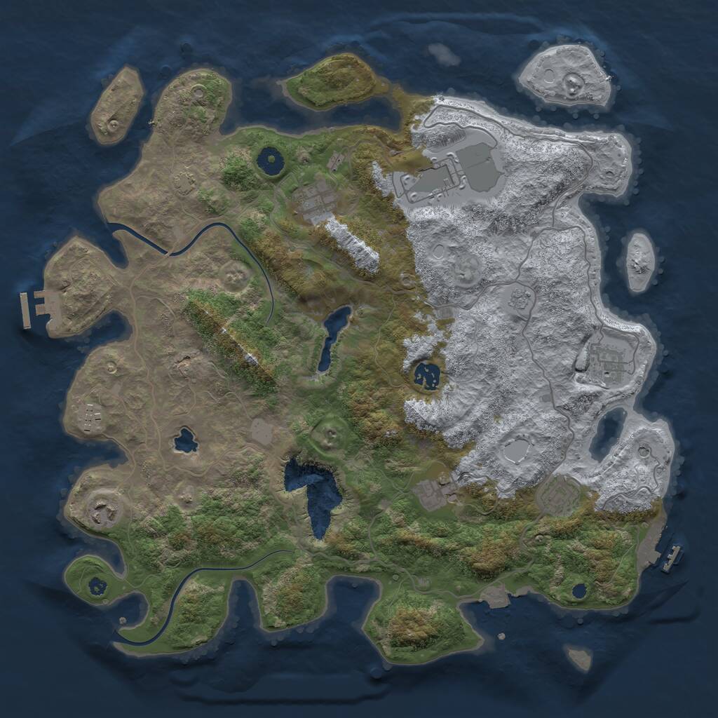 Rust Map: Procedural Map, Size: 4000, Seed: 1239847, 14 Monuments
