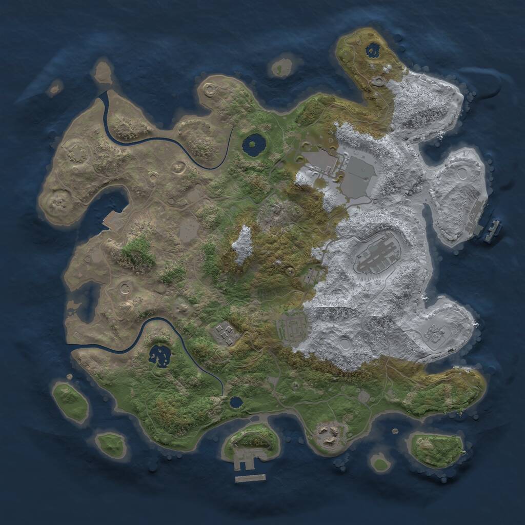 Rust Map: Procedural Map, Size: 3500, Seed: 558232693, 12 Monuments