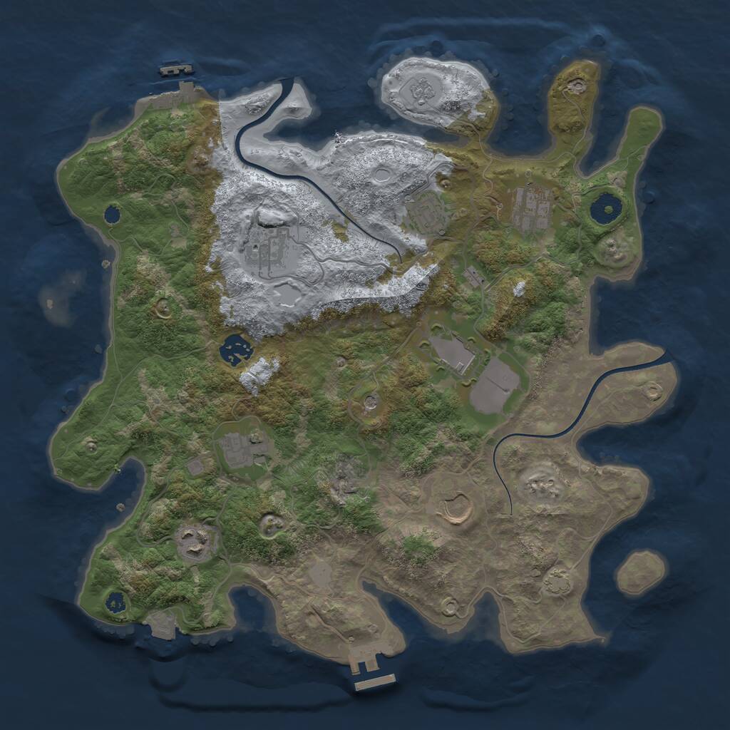 Rust Map: Procedural Map, Size: 3600, Seed: 402060896, 14 Monuments