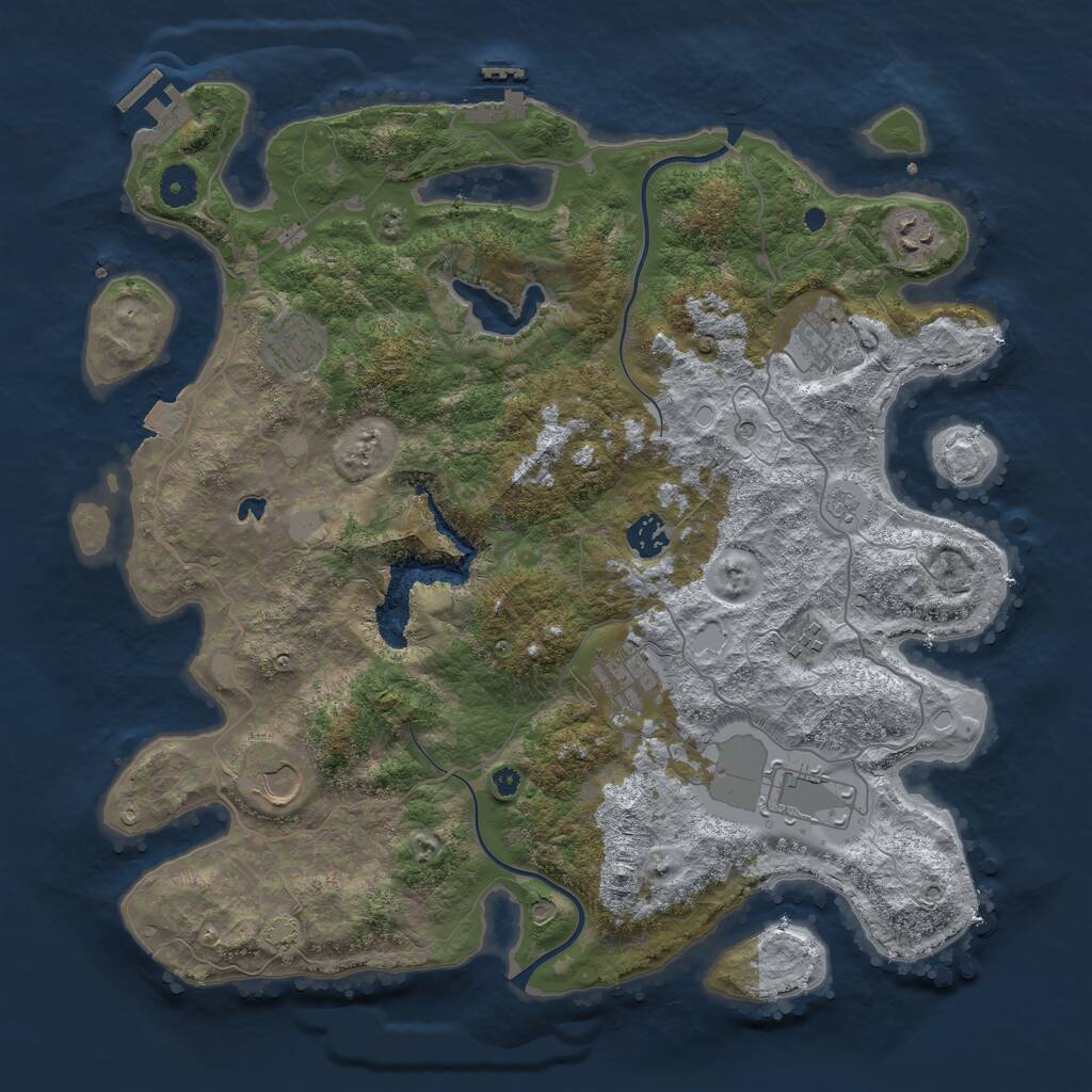 Rust Map: Procedural Map, Size: 4000, Seed: 747105756, 14 Monuments