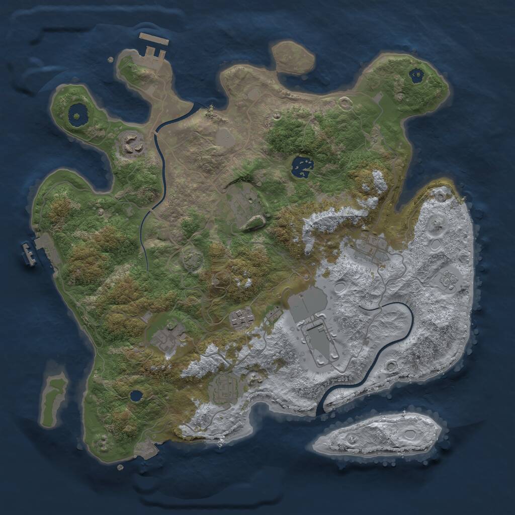 Rust Map: Procedural Map, Size: 3500, Seed: 602172043, 13 Monuments