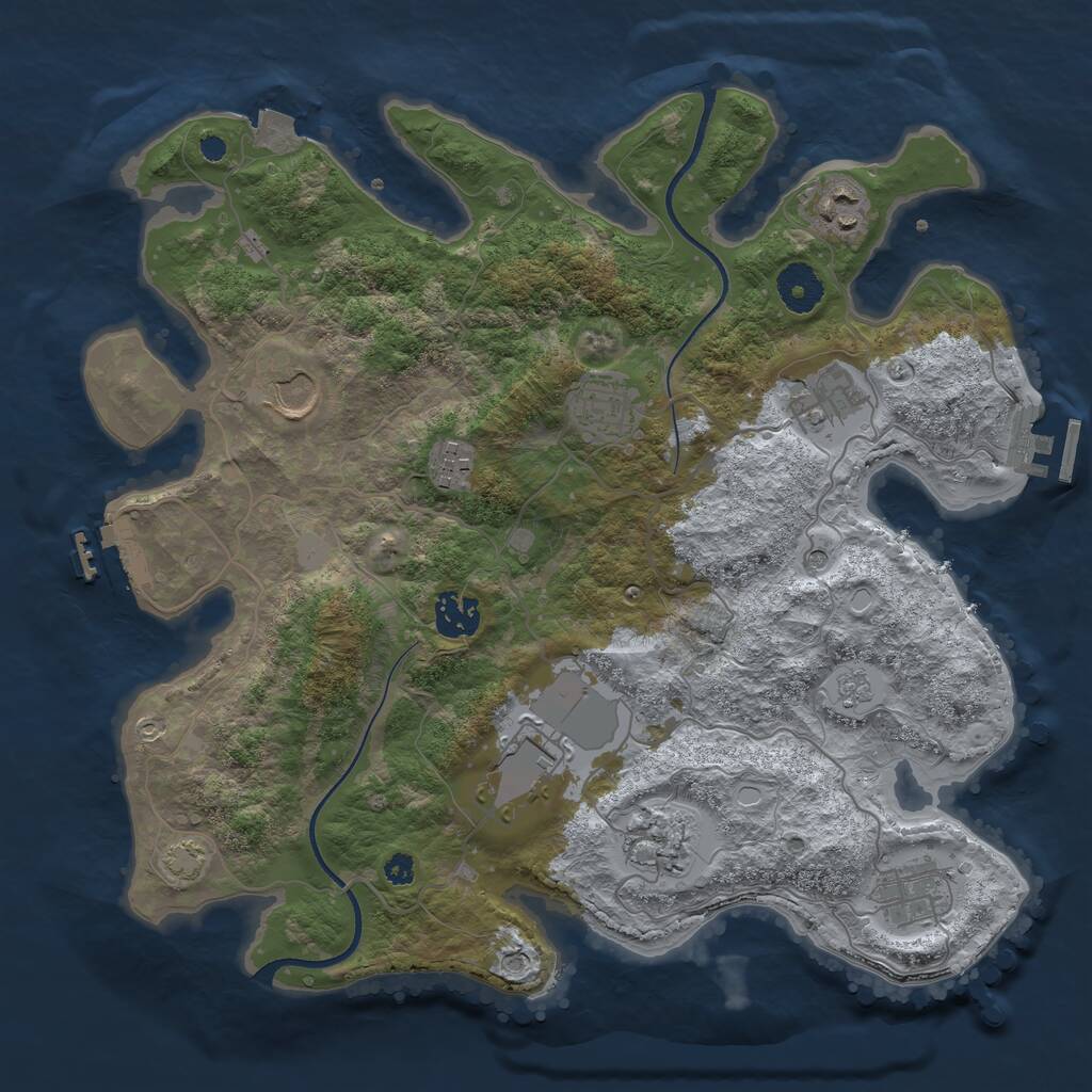 Rust Map: Procedural Map, Size: 3500, Seed: 165478323, 15 Monuments