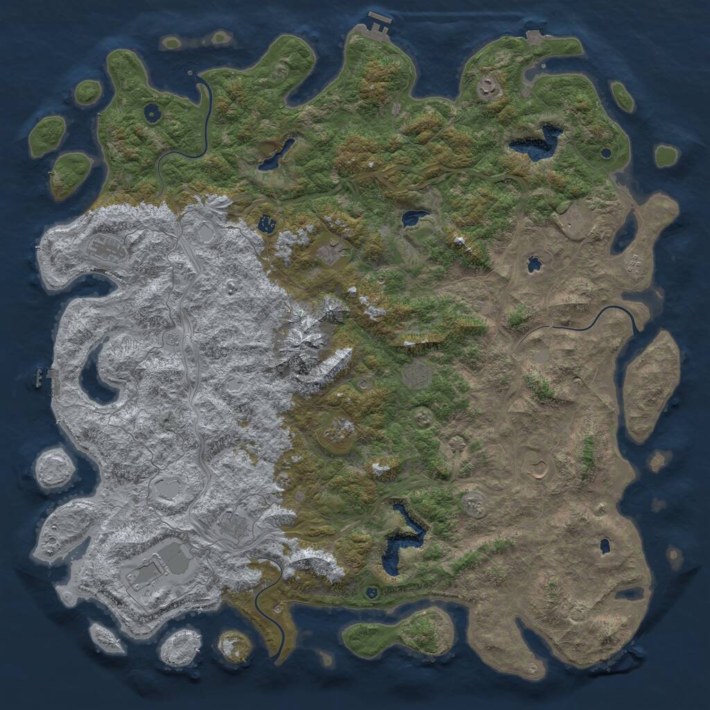 Rust Map: Procedural Map, Size: 6000, Seed: 2010225597, 17 Monuments