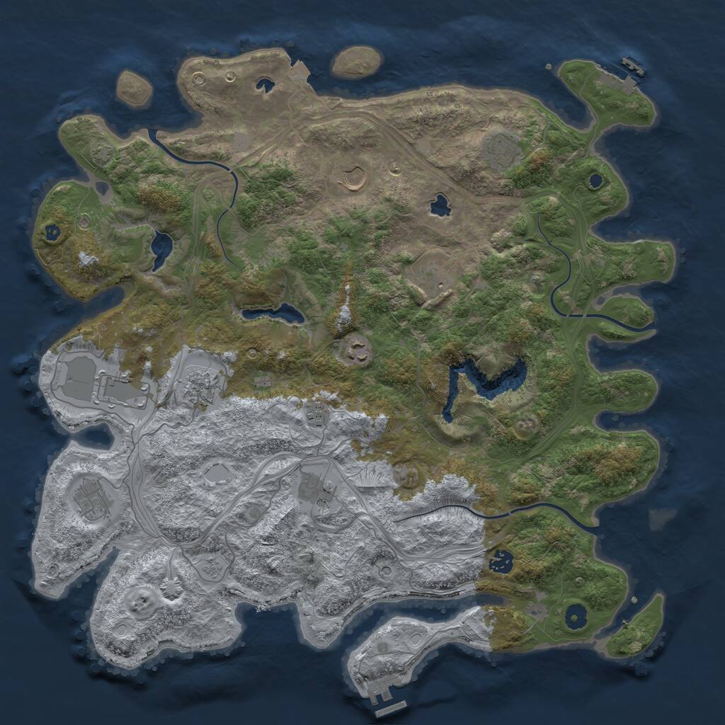 Rust Map: Procedural Map, Size: 4500, Seed: 1438145886, 16 Monuments