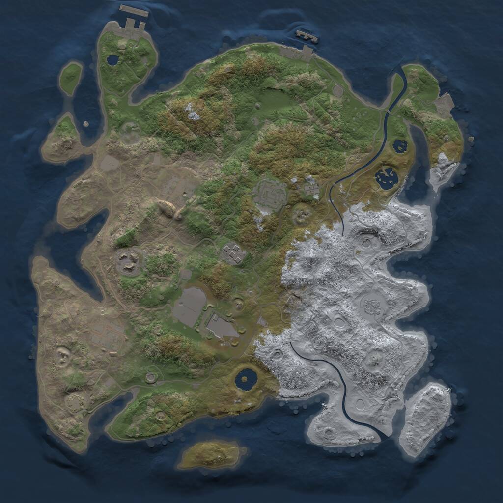 Rust Map: Procedural Map, Size: 3500, Seed: 592988494, 13 Monuments