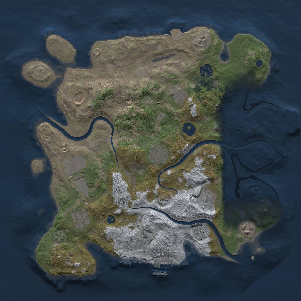 Rust Map: Procedural Map, Size: 3500, Seed: 5824052, 14 Monuments